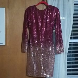 Fashionova sequin burgundy/silver midi dress